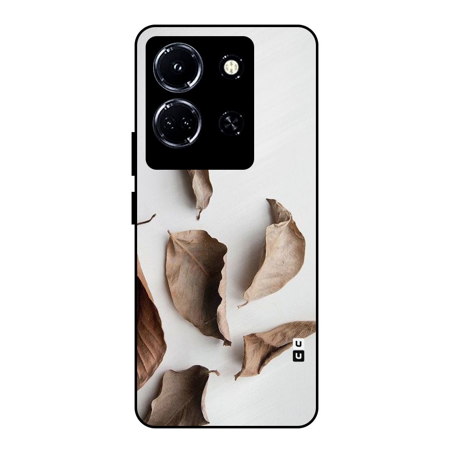 Brown Dusty Leaves Metal Back Case for Infinix Note 30 5G