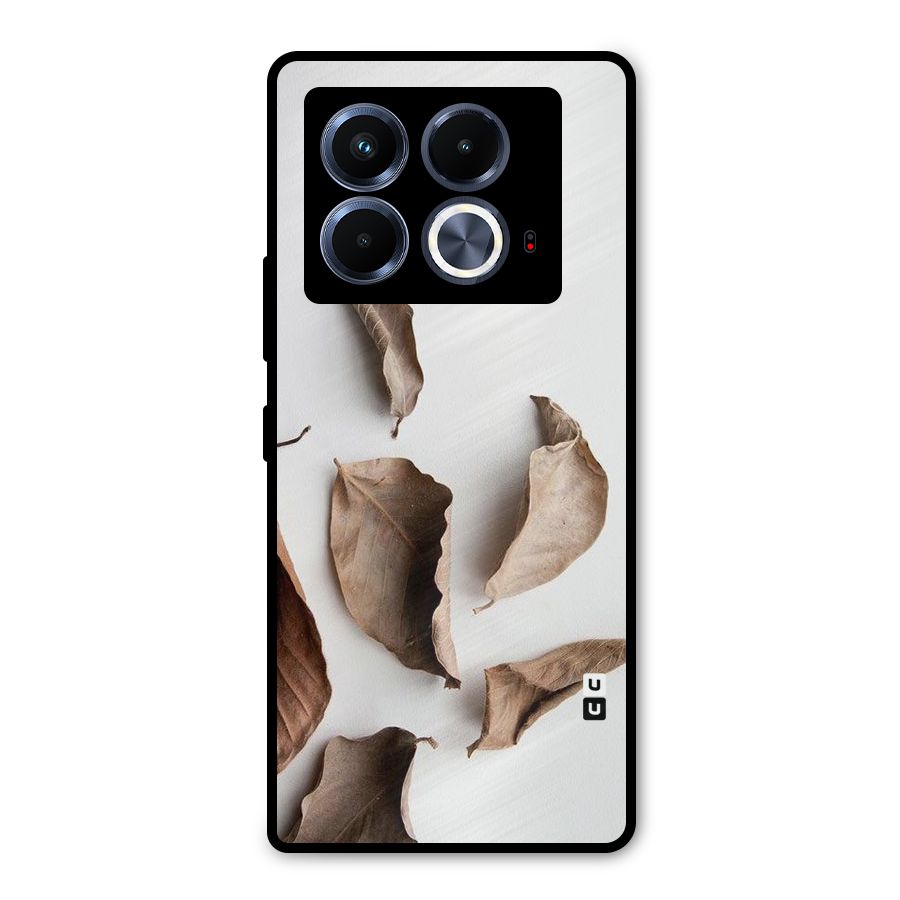 Brown Dusty Leaves Metal Back Case for Infinix Note 40 5G