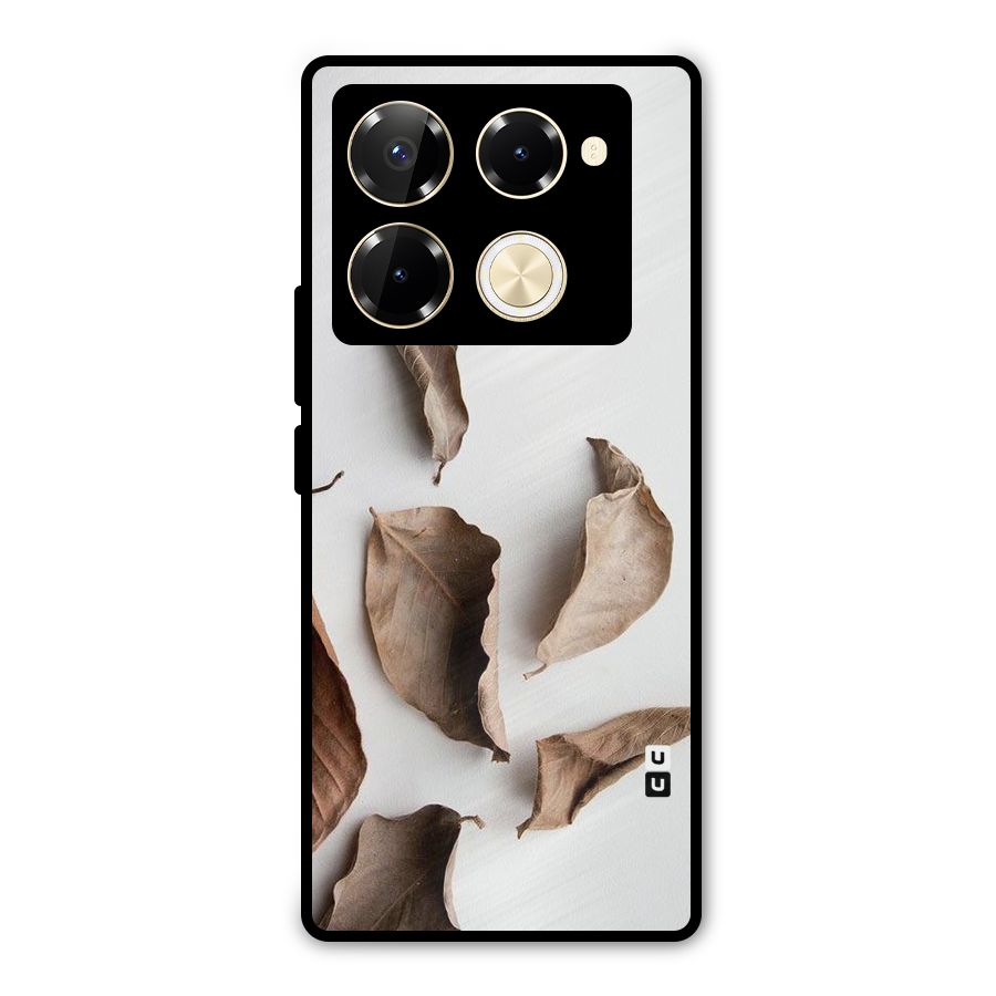 Brown Dusty Leaves Metal Back Case for Infinix Note 40 Pro Plus