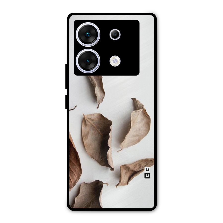 Brown Dusty Leaves Metal Back Case for Infinix Zero 30 5G