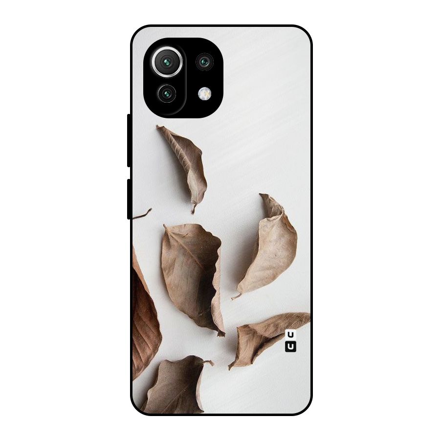 Brown Dusty Leaves Metal Back Case for Mi 11 Lite NE 5G