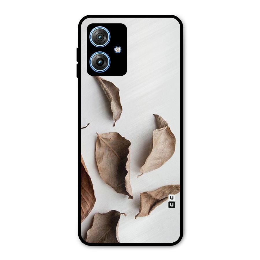 Brown Dusty Leaves Metal Back Case for Moto G54