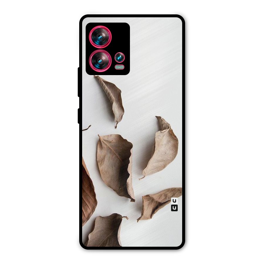 Brown Dusty Leaves Metal Back Case for Motorola Edge 30 Fusion