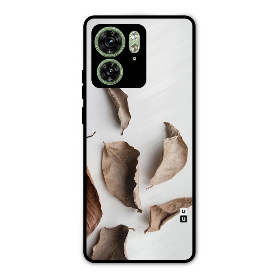 Brown Dusty Leaves Metal Back Case for Motorola Edge 40 5G