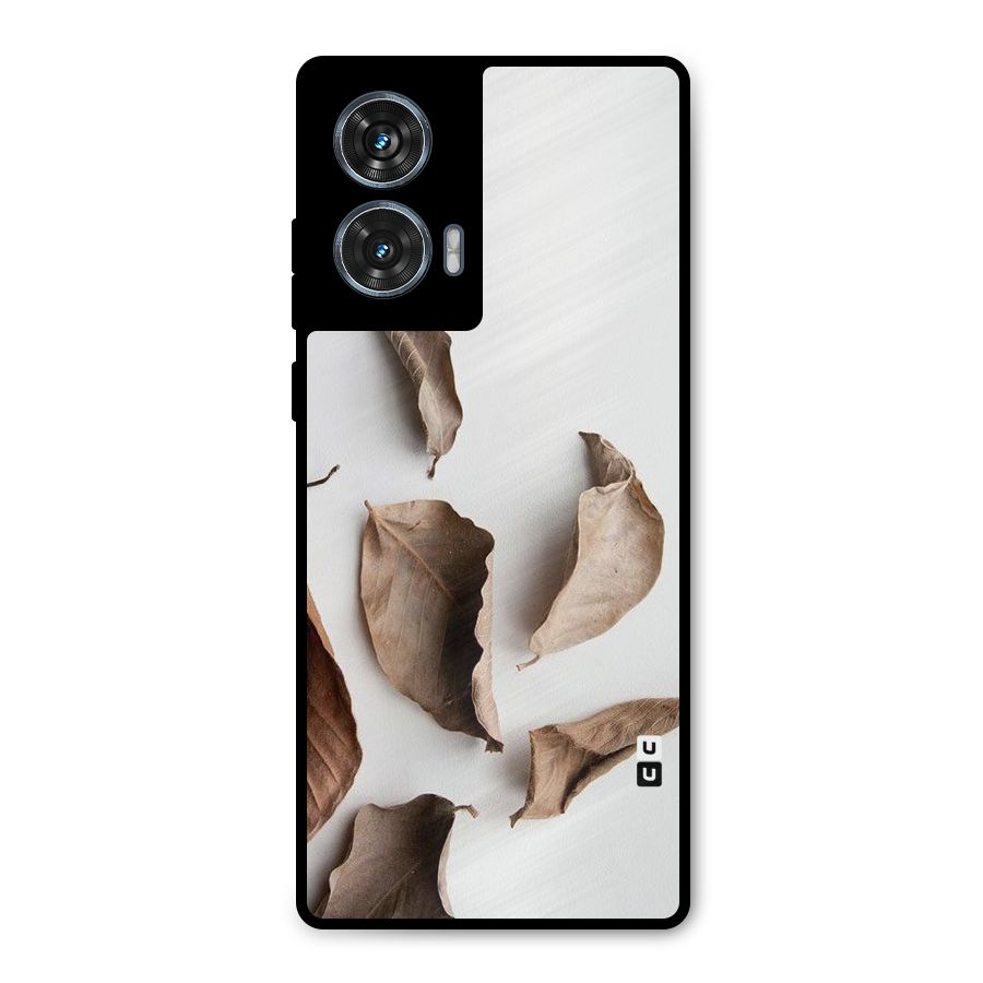 Brown Dusty Leaves Metal Back Case for Motorola Edge 50 Fusion
