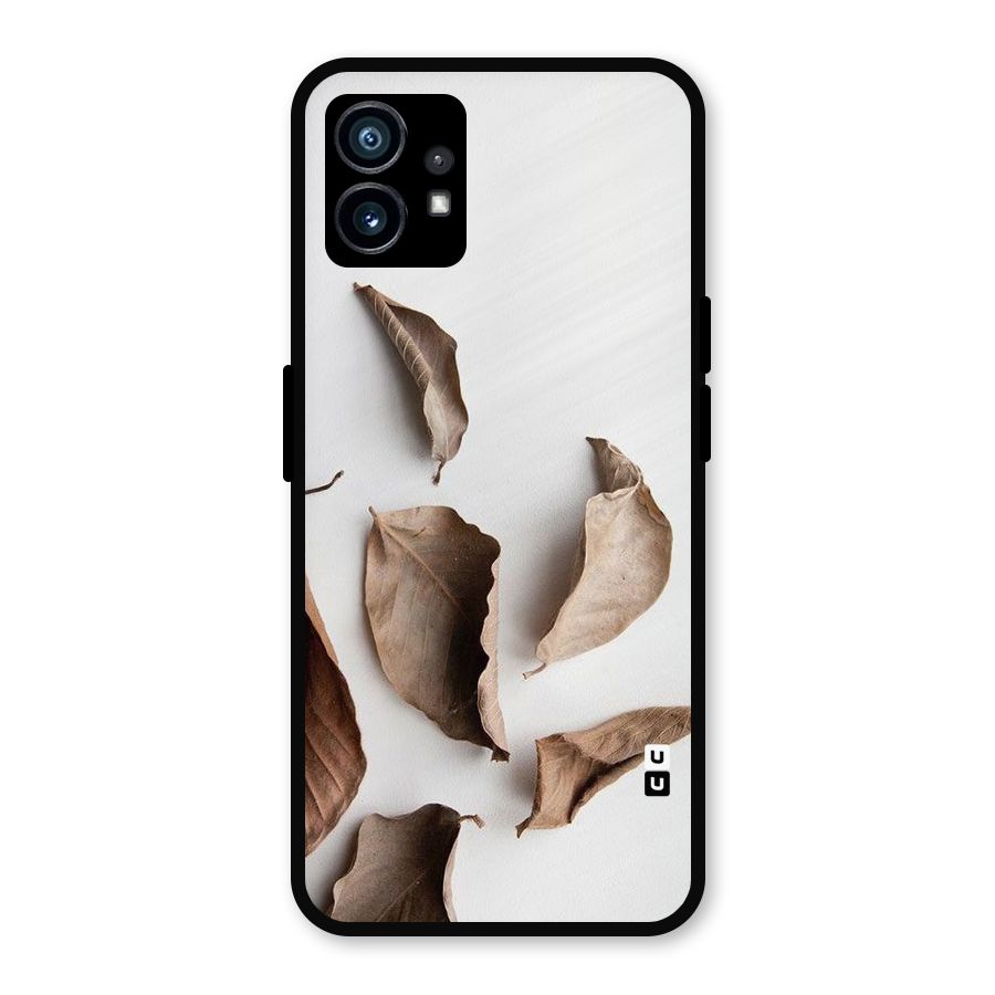 Brown Dusty Leaves Metal Back Case for Nothing Phone 1