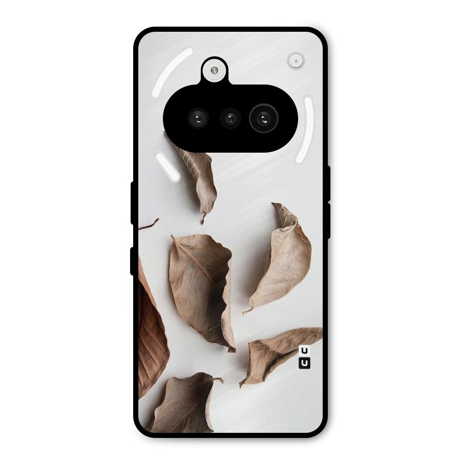 Brown Dusty Leaves Metal Back Case for Nothing Phone 3a