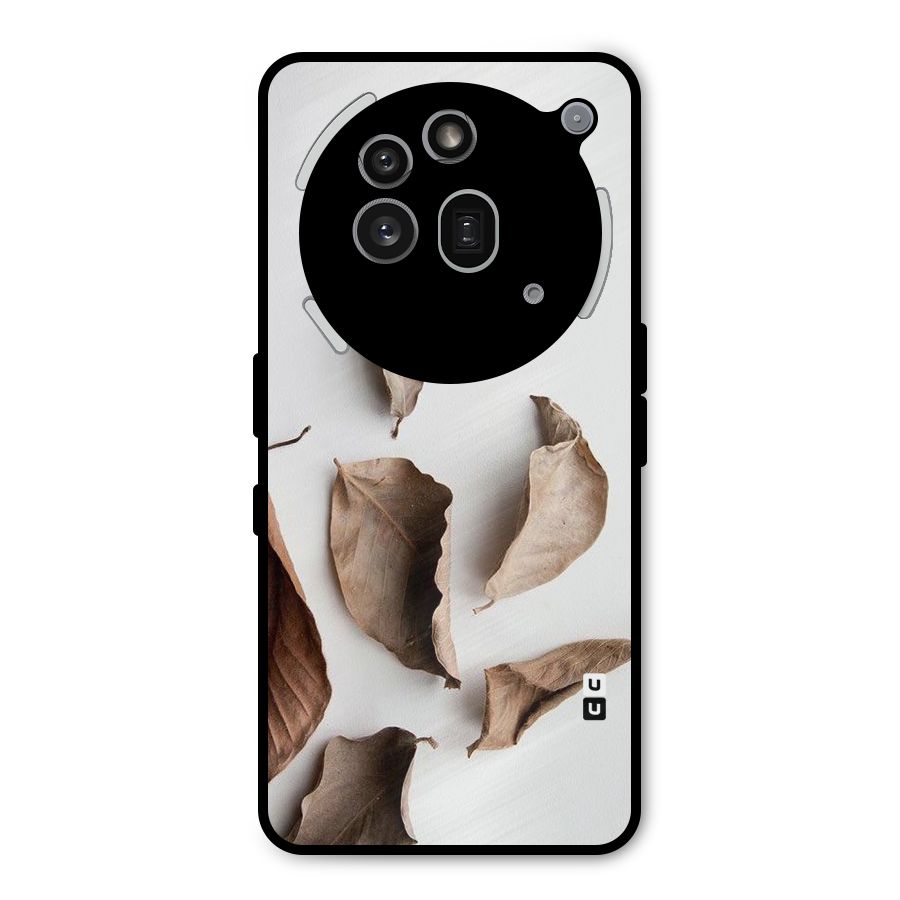 Brown Dusty Leaves Metal Back Case for Nothing Phone 3a Pro