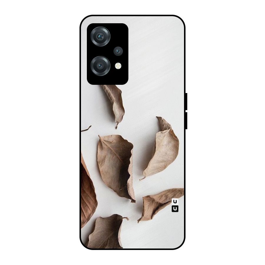 Brown Dusty Leaves Metal Back Case for OnePlus Nord CE 2 Lite 5G