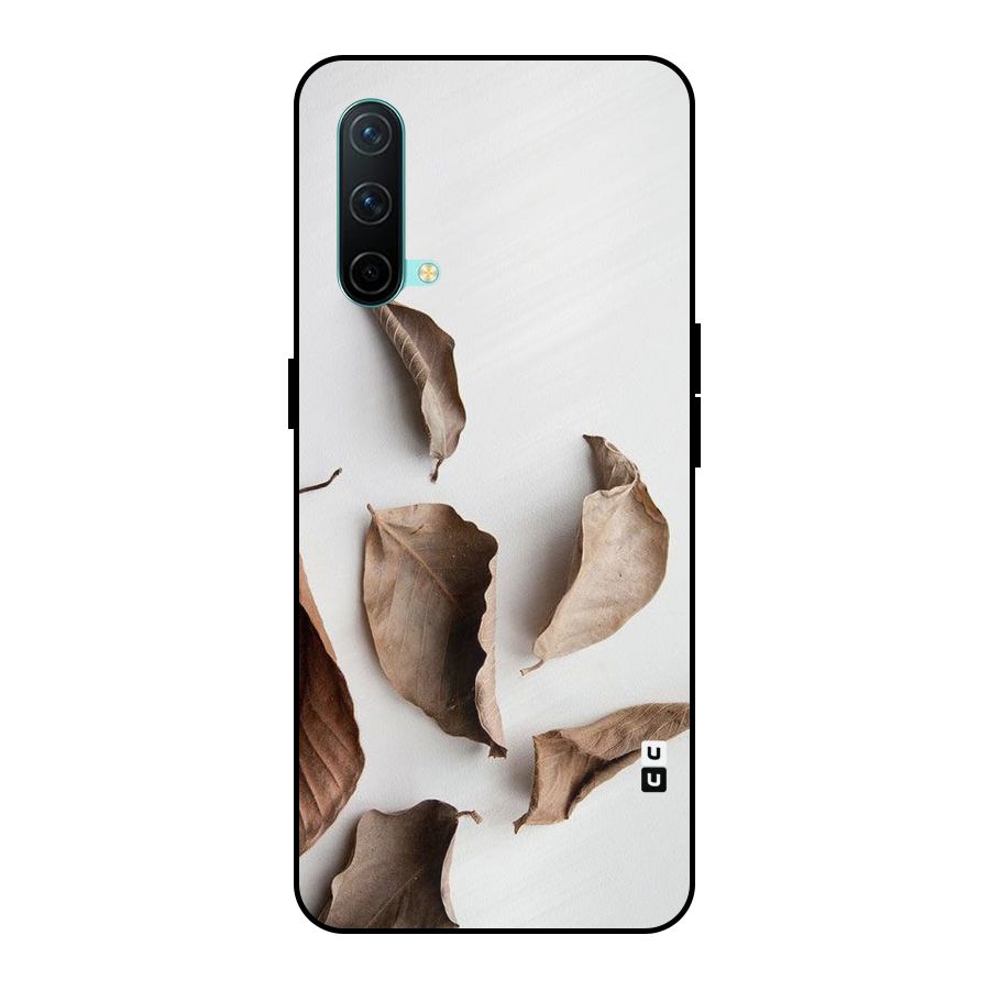 Brown Dusty Leaves Metal Back Case for OnePlus Nord CE 5G