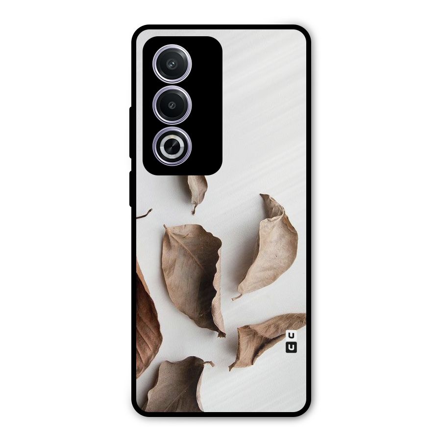 Brown Dusty Leaves Metal Back Case for Oppo A3 Pro