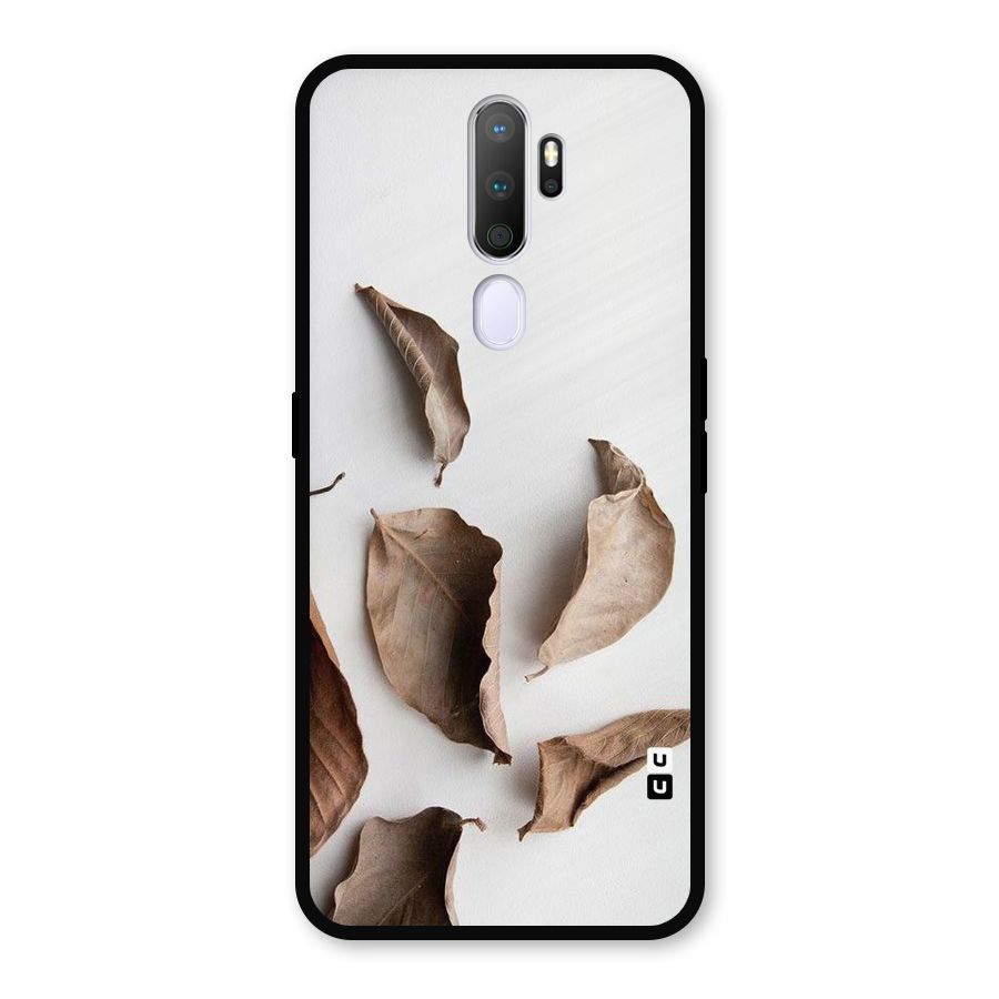Brown Dusty Leaves Metal Back Case for Oppo A9 (2020)