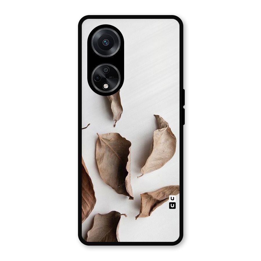 Brown Dusty Leaves Metal Back Case for Oppo F23