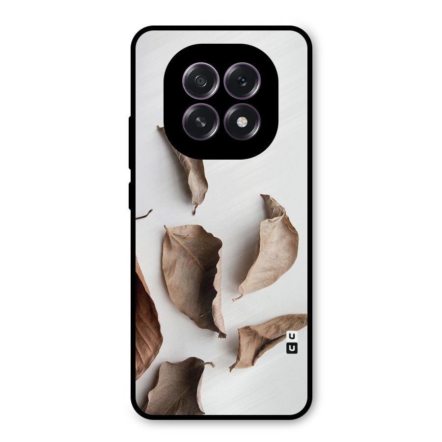 Brown Dusty Leaves Metal Back Case for Oppo F29