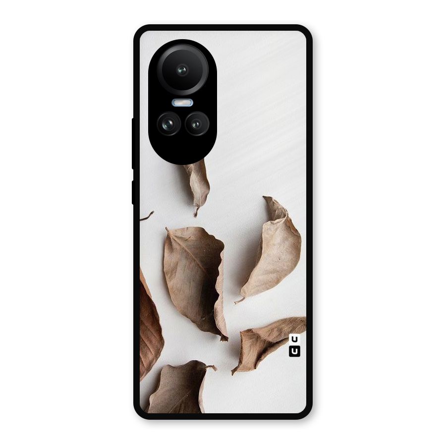 Brown Dusty Leaves Metal Back Case for Oppo Reno10