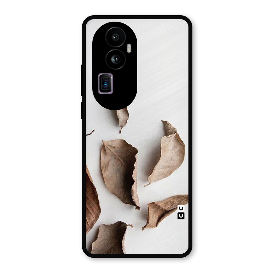 Brown Dusty Leaves Metal Back Case for Oppo Reno10 Pro Plus