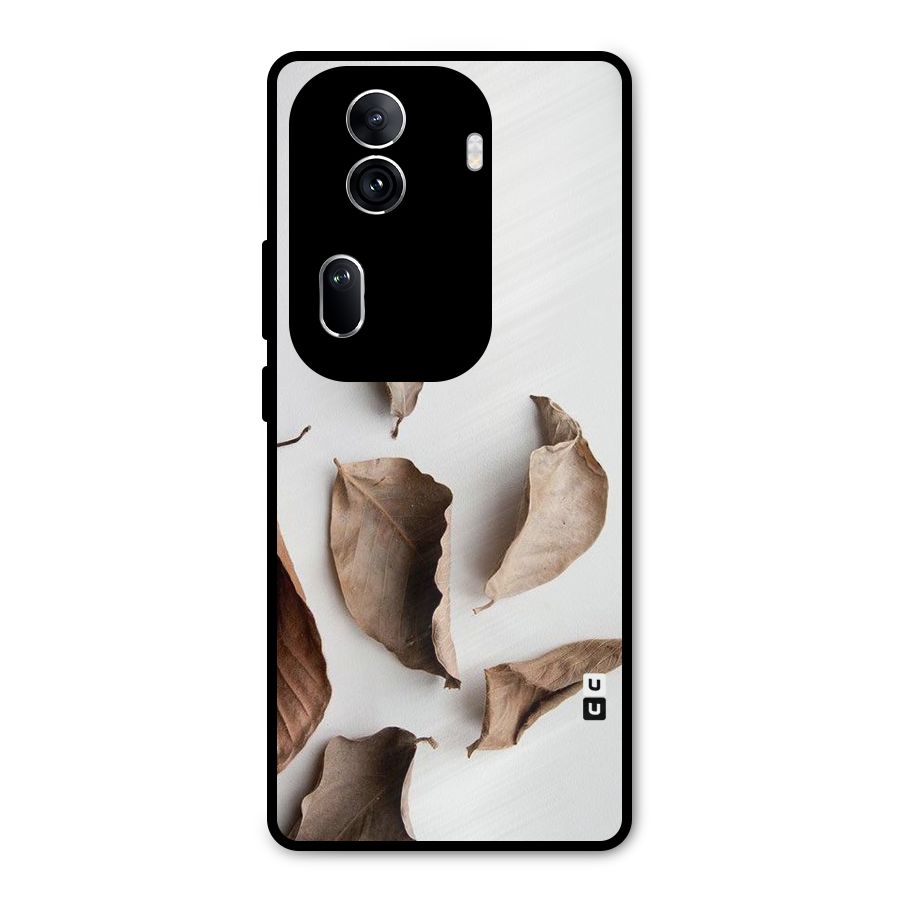 Brown Dusty Leaves Metal Back Case for Oppo Reno11 Pro 5G