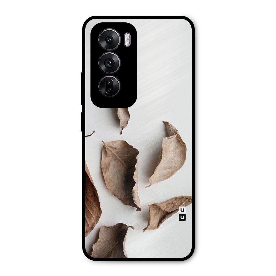 Brown Dusty Leaves Metal Back Case for Oppo Reno12