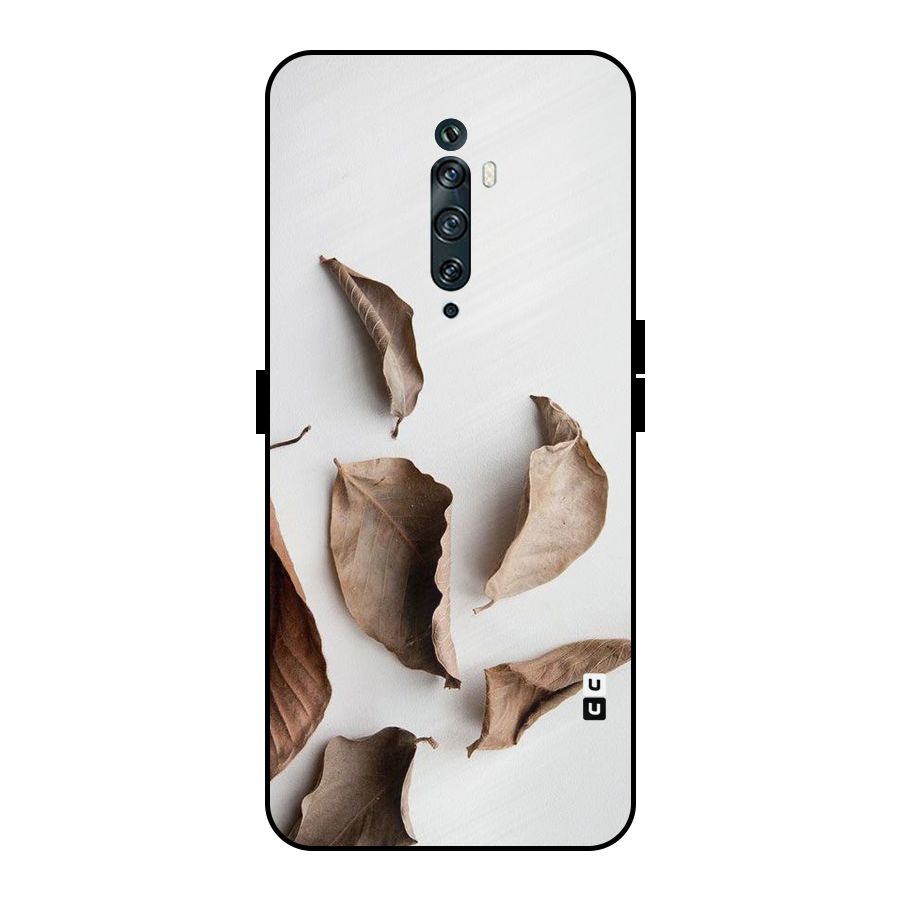 Brown Dusty Leaves Metal Back Case for Oppo Reno2 Z