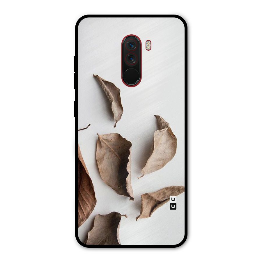 Brown Dusty Leaves Metal Back Case for Poco F1