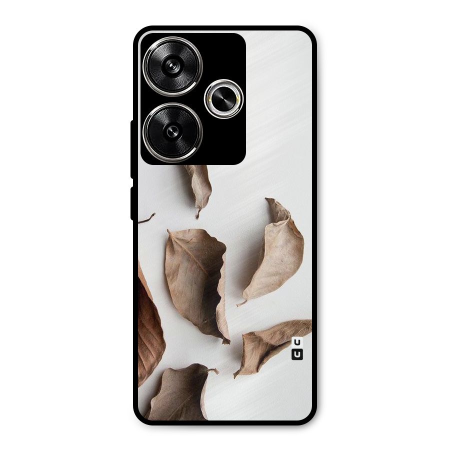 Brown Dusty Leaves Metal Back Case for Poco F6