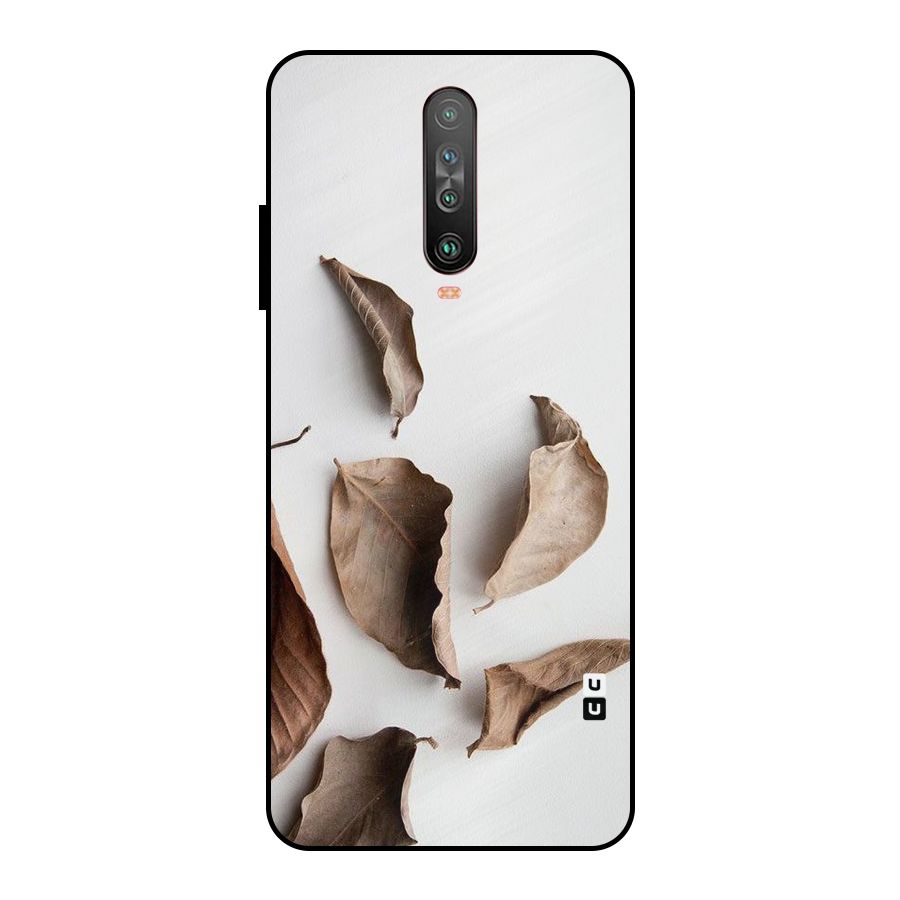 Brown Dusty Leaves Metal Back Case for Poco X2