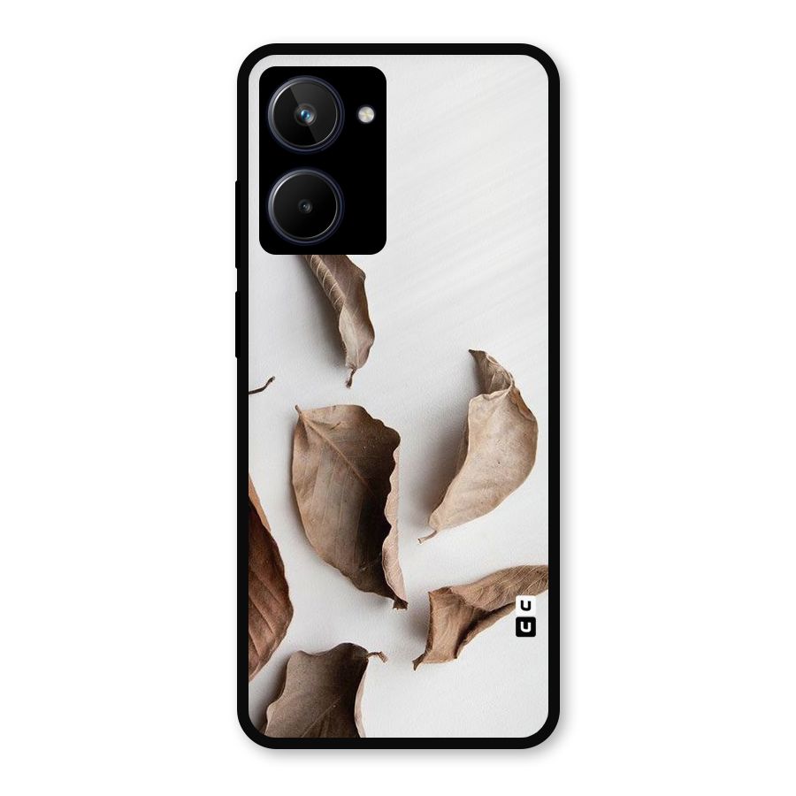 Brown Dusty Leaves Metal Back Case for Realme 10