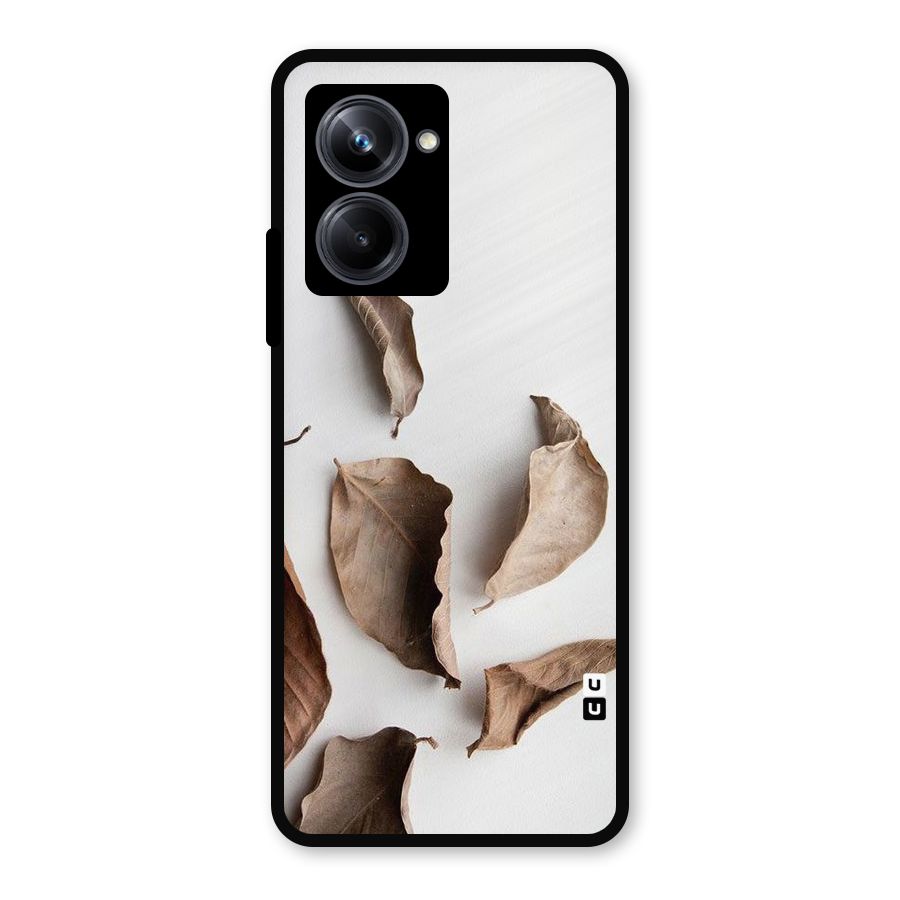 Brown Dusty Leaves Metal Back Case for Realme 10 Pro