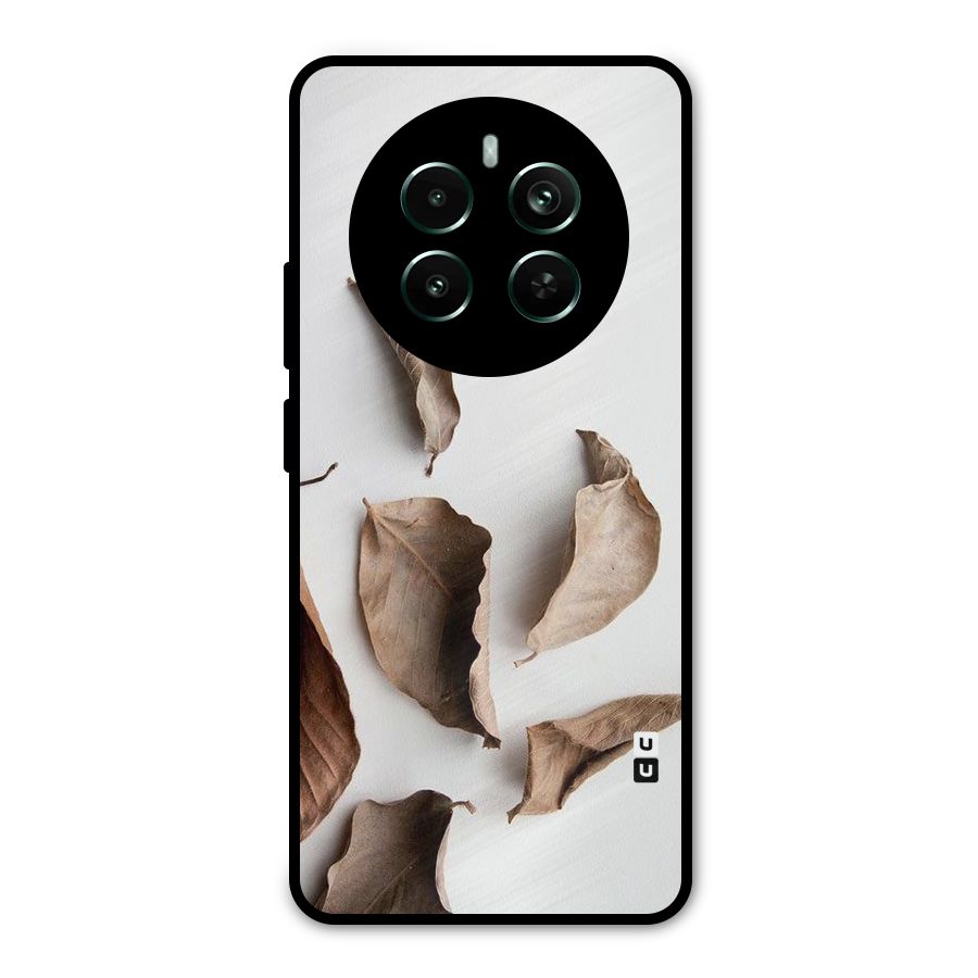 Brown Dusty Leaves Metal Back Case for Realme 12 Pro Plus