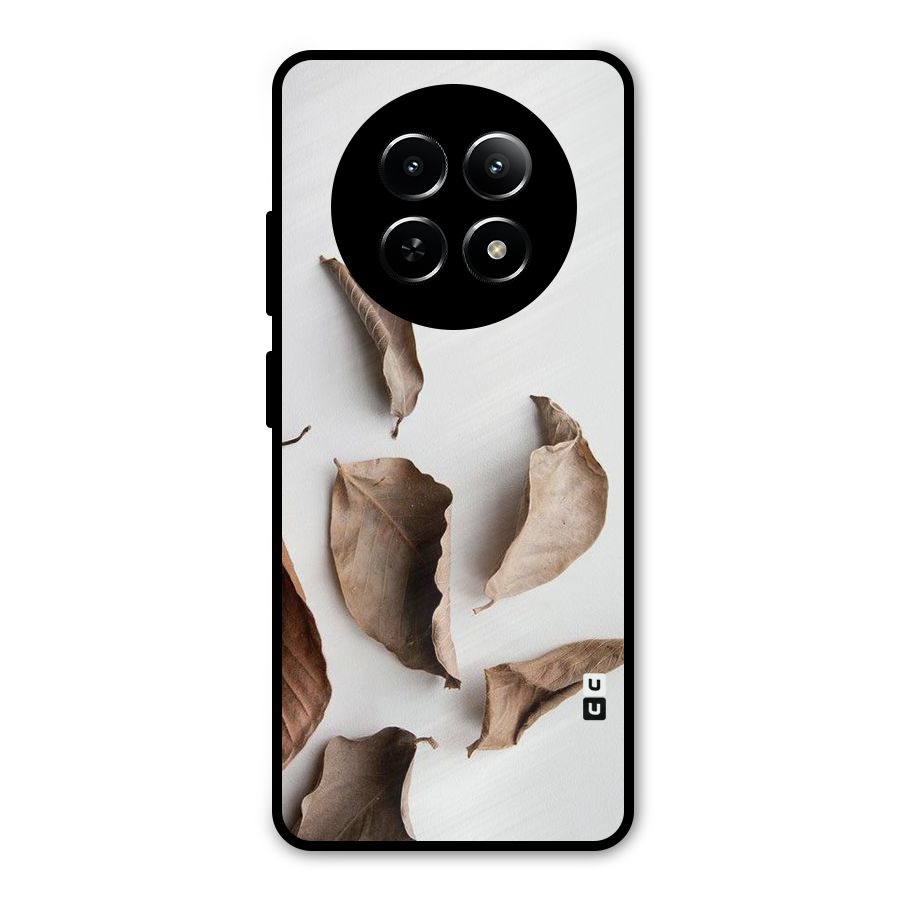 Brown Dusty Leaves Metal Back Case for Realme 12x 5G