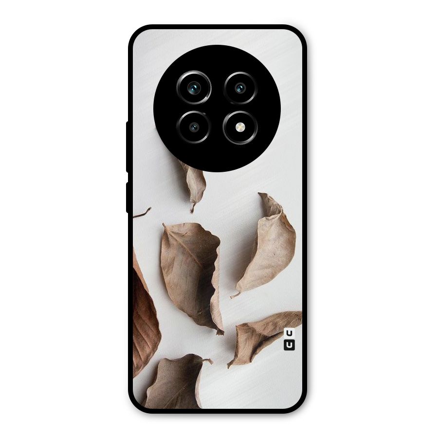 Brown Dusty Leaves Metal Back Case for Realme 13 Pro