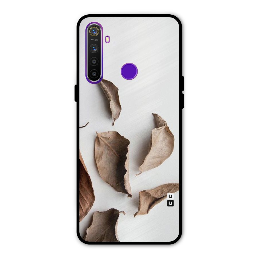 Brown Dusty Leaves Metal Back Case for Realme 5