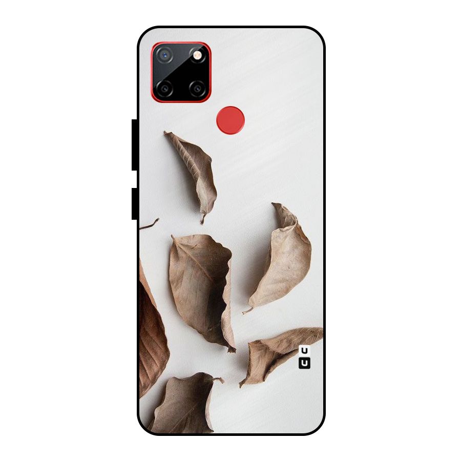 Brown Dusty Leaves Metal Back Case for Realme C12