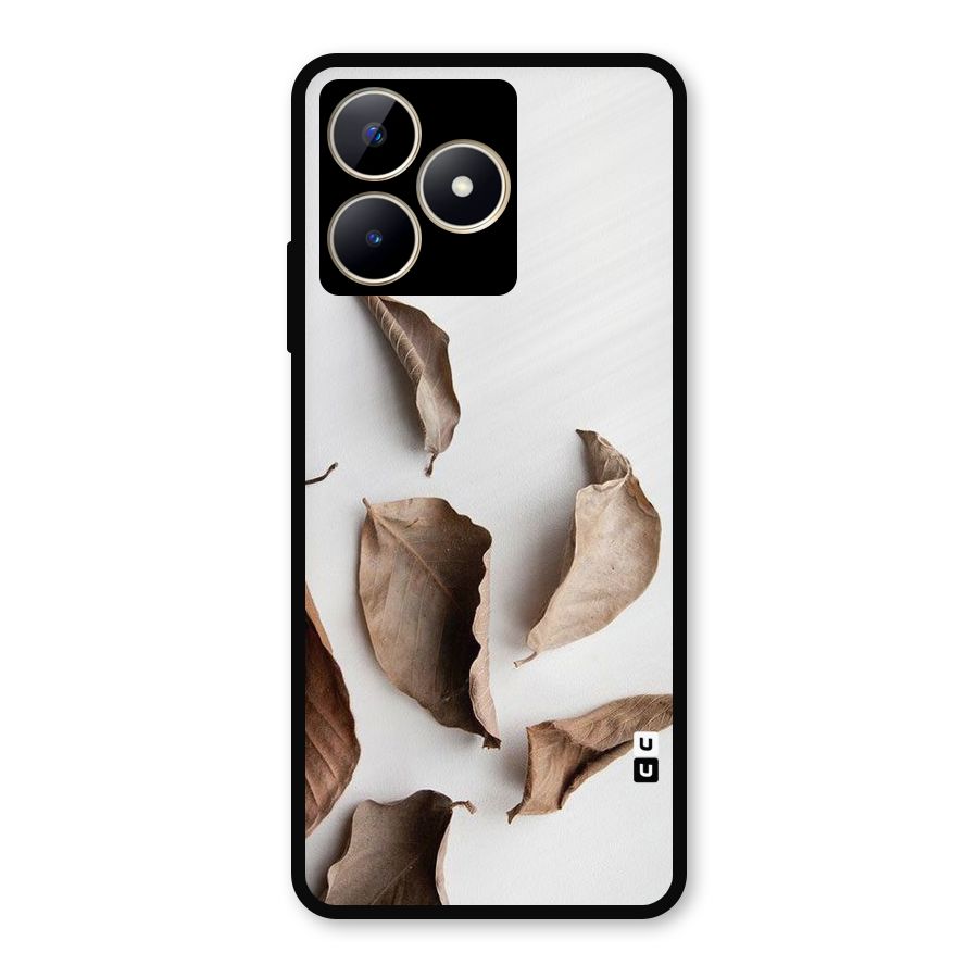 Brown Dusty Leaves Metal Back Case for Realme C53