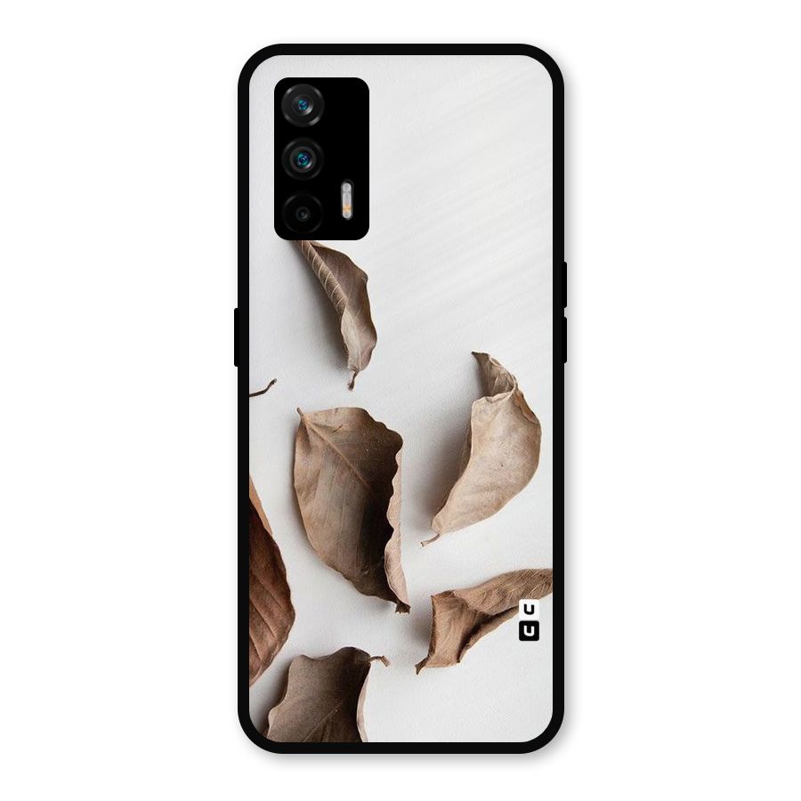 Brown Dusty Leaves Metal Back Case for Realme GT 5G