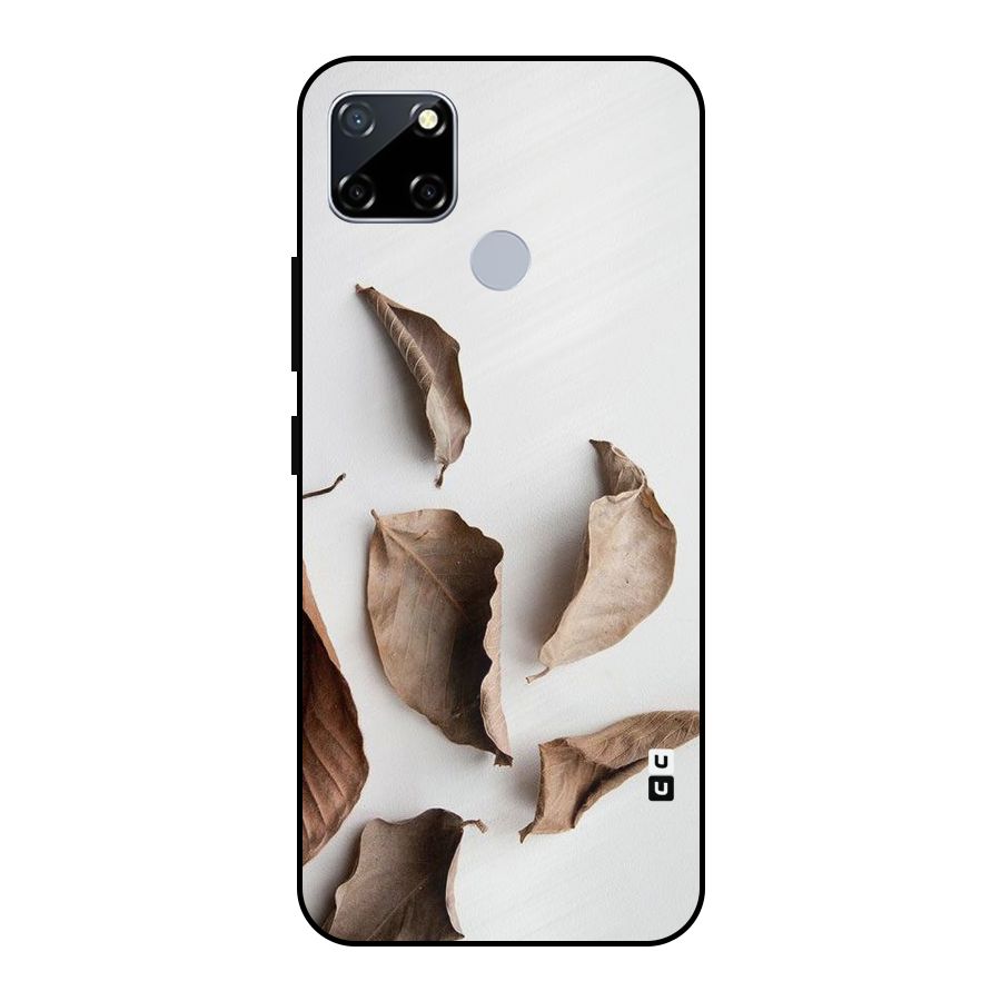 Brown Dusty Leaves Metal Back Case for Realme Narzo 20