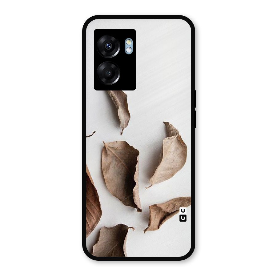 Brown Dusty Leaves Metal Back Case for Realme Narzo 50 5G