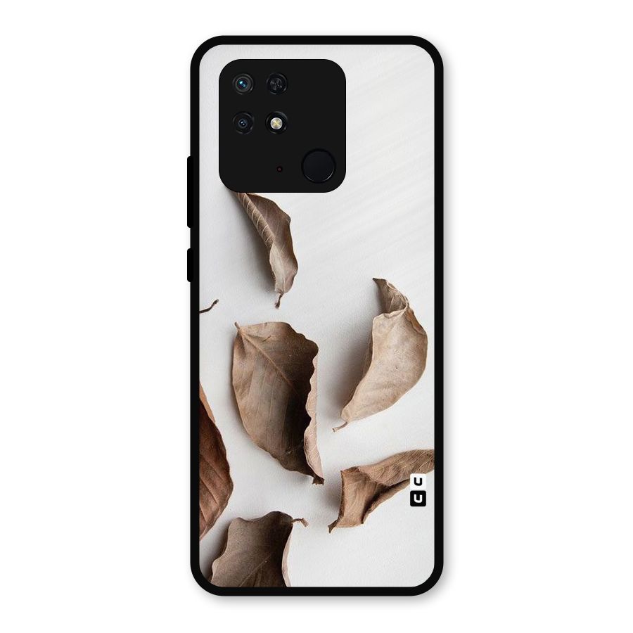 Brown Dusty Leaves Metal Back Case for Redmi 10 Power