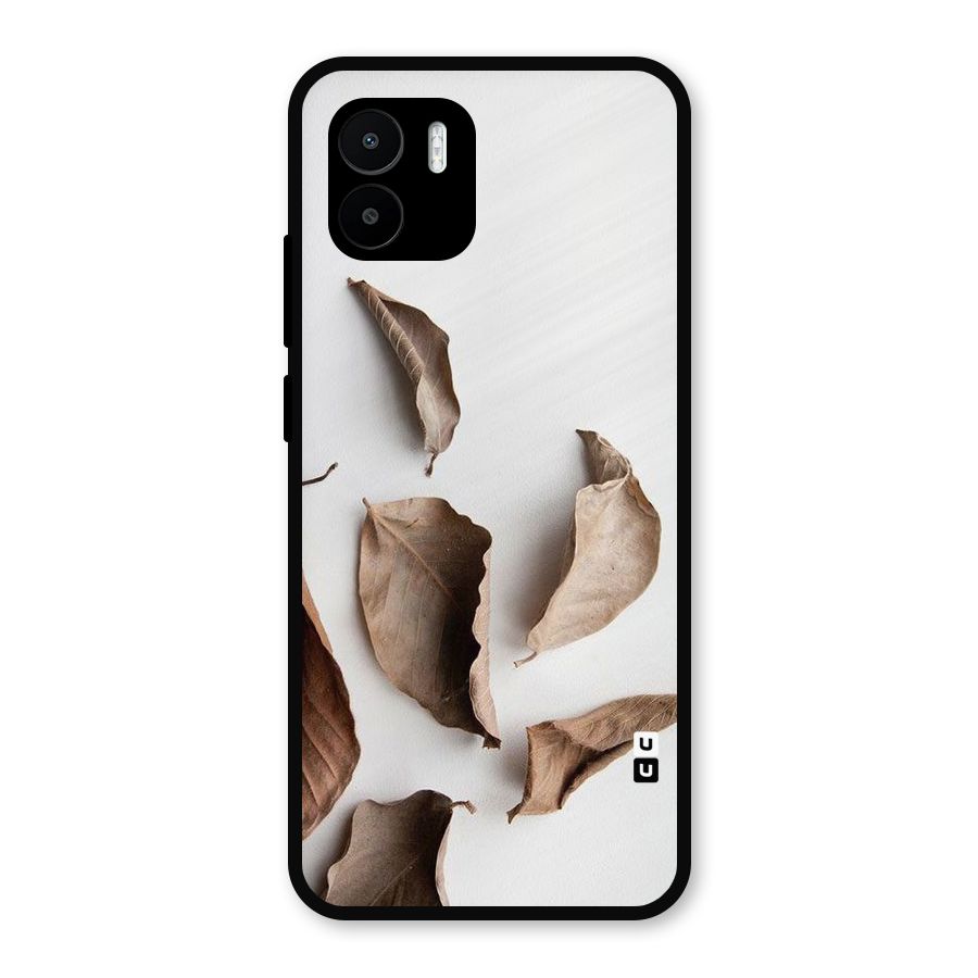 Brown Dusty Leaves Metal Back Case for Redmi A2