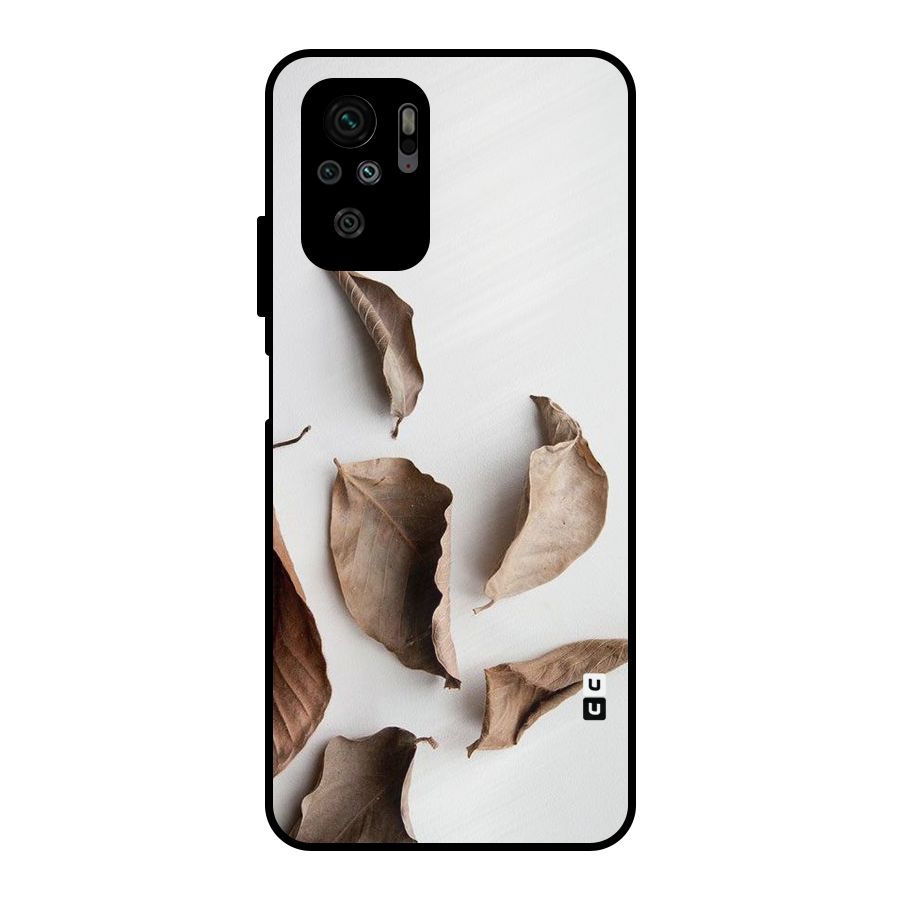 Brown Dusty Leaves Metal Back Case for Redmi Note 10S