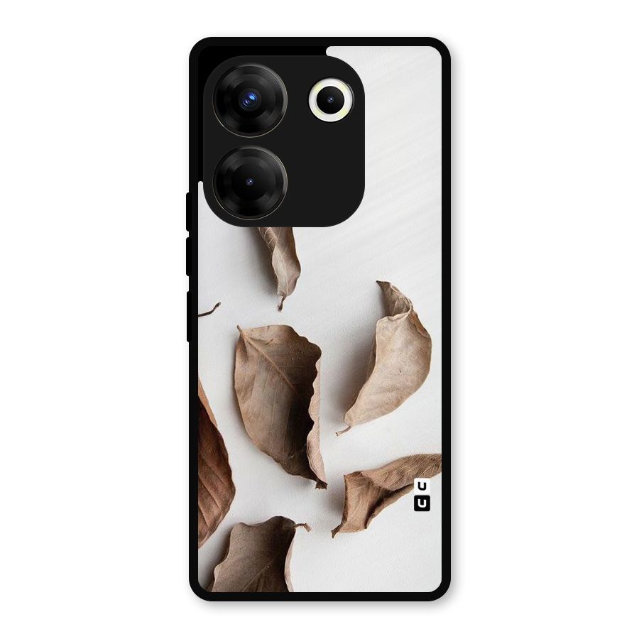 Brown Dusty Leaves Metal Back Case for Tecno Camon 20