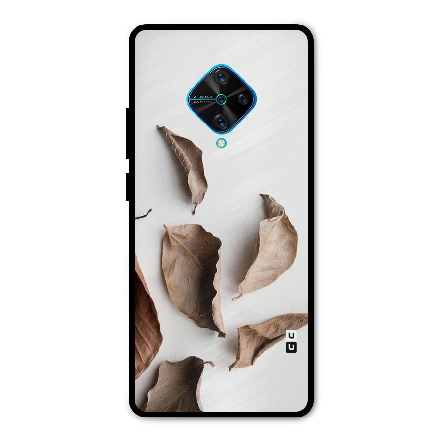 Brown Dusty Leaves Metal Back Case for Vivo S1 Pro