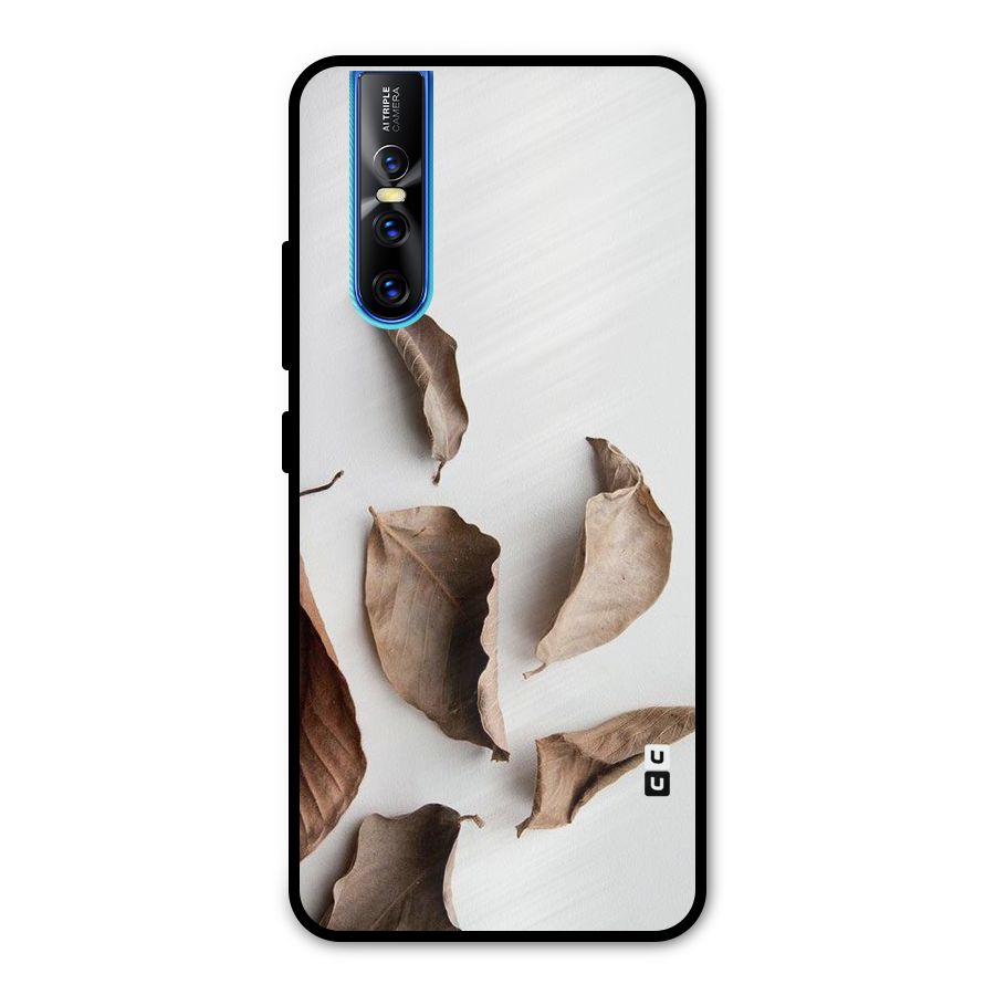 Brown Dusty Leaves Metal Back Case for Vivo V15 Pro