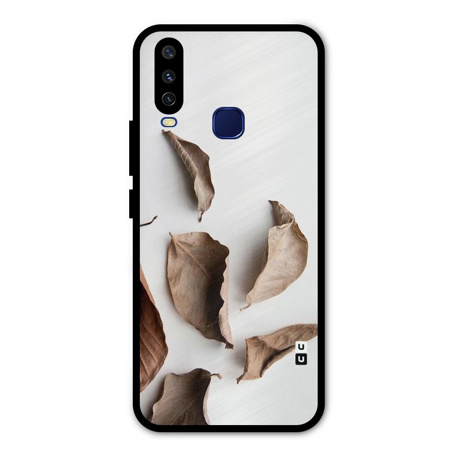 Brown Dusty Leaves Metal Back Case for Vivo V17