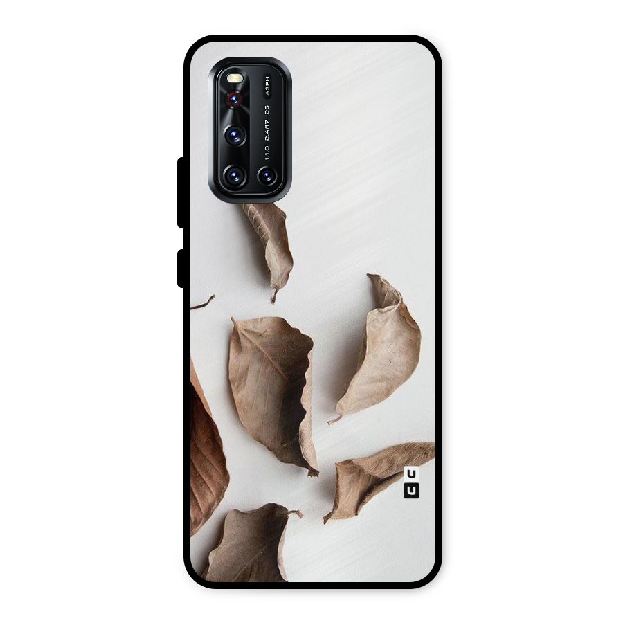 Brown Dusty Leaves Metal Back Case for Vivo V19
