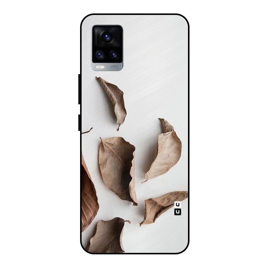 Brown Dusty Leaves Metal Back Case for Vivo V20