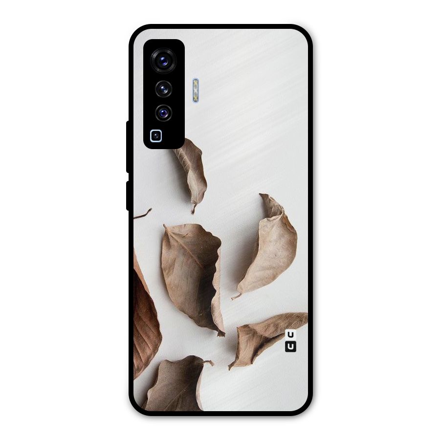 Brown Dusty Leaves Metal Back Case for Vivo X50