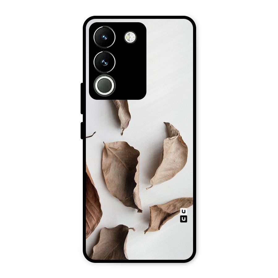 Brown Dusty Leaves Metal Back Case for Vivo Y200