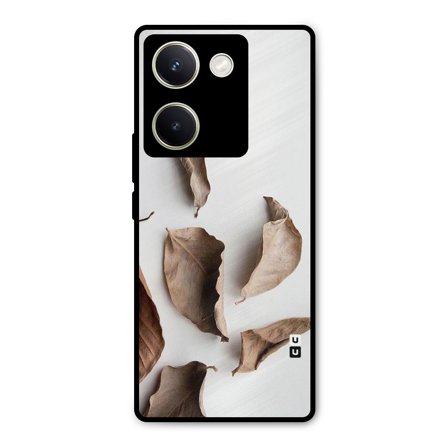 Brown Dusty Leaves Metal Back Case for Vivo Y200 Pro