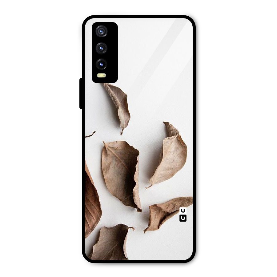 Brown Dusty Leaves Metal Back Case for Vivo Y20t